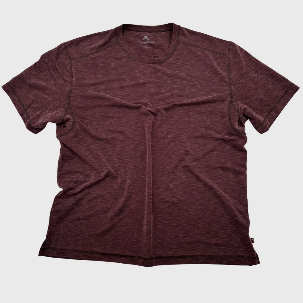 Tommy Bahama Mens XL T-Shirt Burgundy Heathered Tencel Blend Short Sleeve Tee